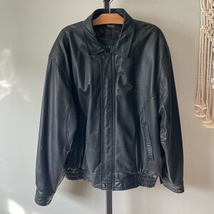 Vintage Danier Leather Bomber Jacket Black Mens Size Large